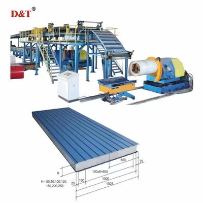 Μηχανή σχηματισμού κυλίνδρων EPS Sandwich Panel/γραμμή παραγωγής κεραμίδων οροφής αυτόματη πλάκα χάλυβα με χρώμα από πετρώδες μαλλί